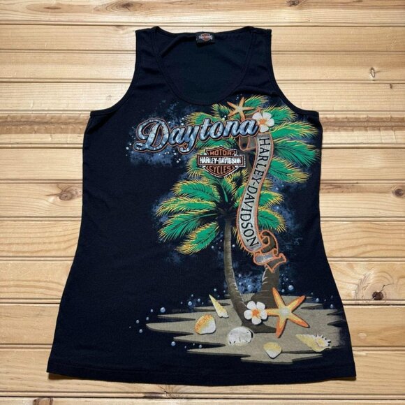 Harley Davidson Daytona Beach Florida Bruce Rossmeyer Tropical Tank Top Small - Picture 2 of 8